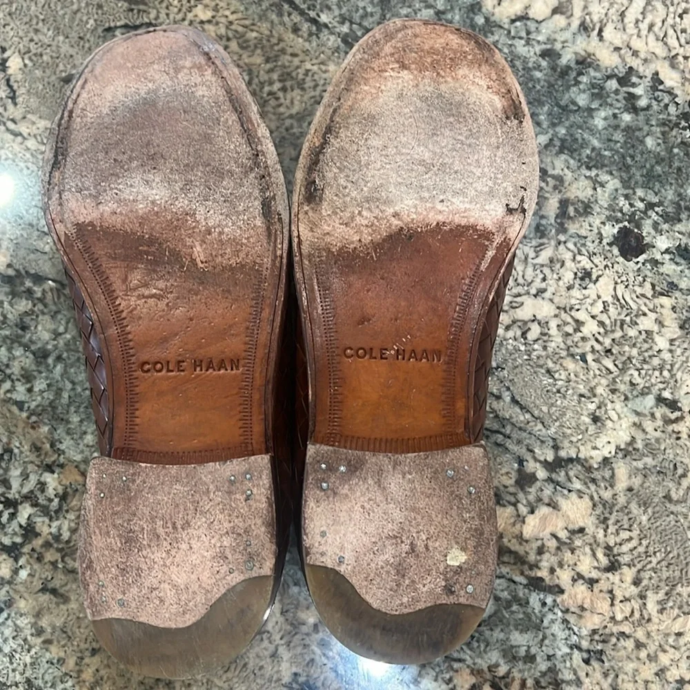 Cole Haan Brown Woven Leather Loafers - Picture 9 of 10